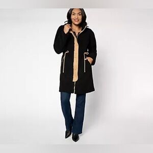 Dennis Basso Petite Sherpa & Sueded Jacket w/Drawstring PL